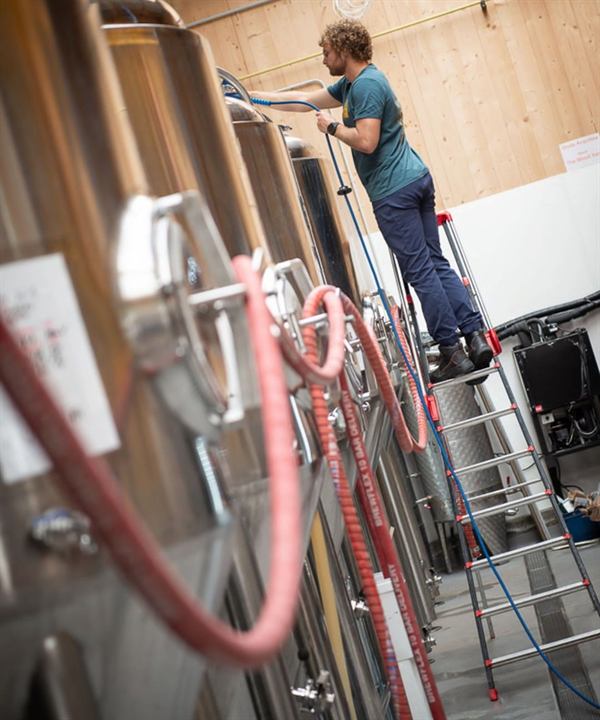 Brewer on the fermenter ladder