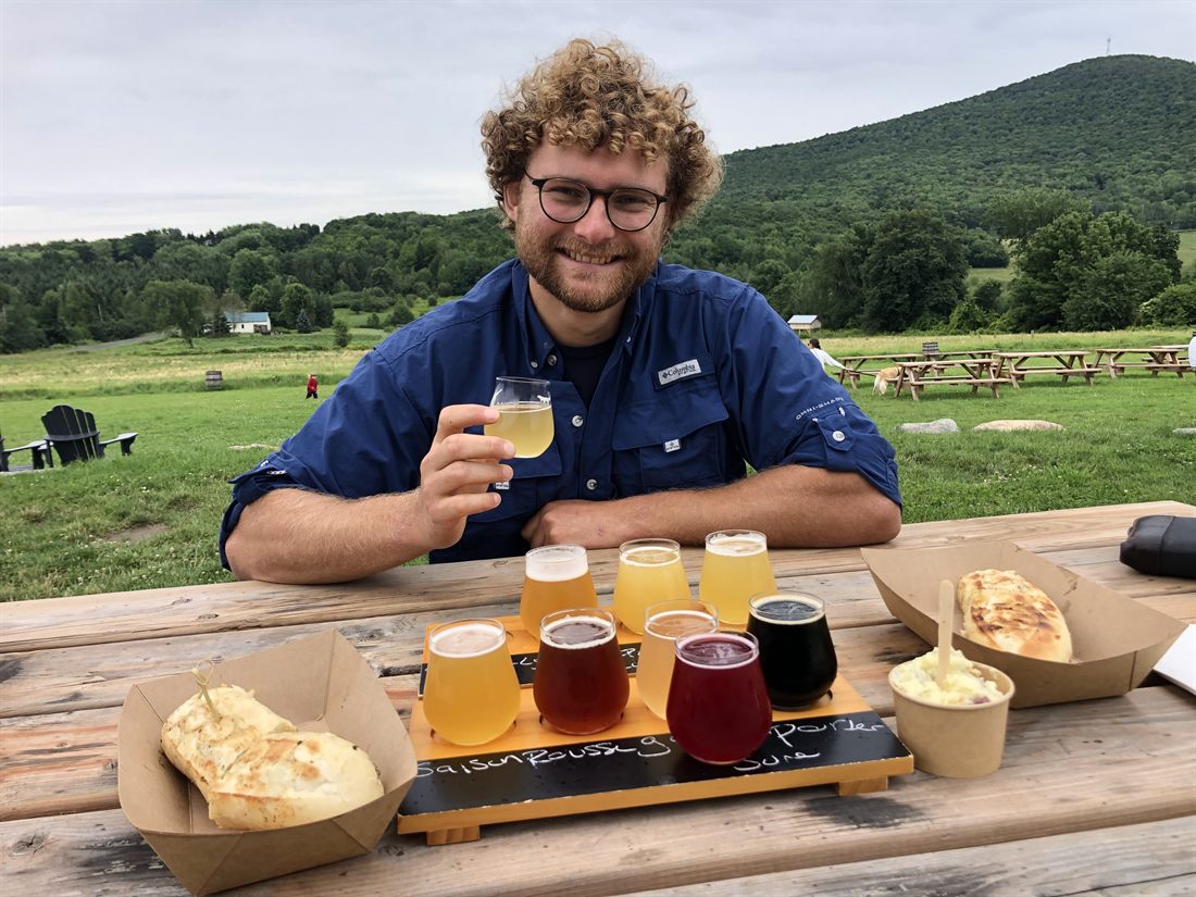 Thibault Peters, founder of TTP, in front of a tasting flight